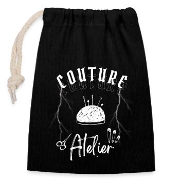 ATELIER COUTURE MODERNE BLANC GRIS ROCK GRUNGE - Sac cadeau en coton avec cordon (14 x 20 cm) - noir - Devant