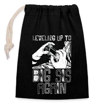 Promoted to Big Sis Again Leveling Up To Big Sis - Closable cotton gift bag (14x20cm) - black - Front