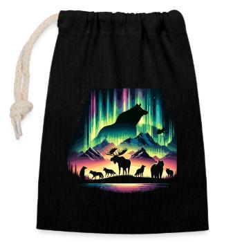 Polarlicht-aurora-verfolger Alaska Wilderness - Verschließbarer Geschenkbeutel aus Baumwolle (14x20cm) - Schwarz - Vorne