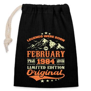 40 Years Birthday Gift Born In February 1984 - Closable cotton gift bag (14x20cm) - black - Front