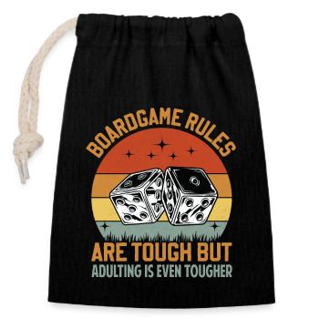 Board Game Rules - But Adulting Is Tougher - Closable cotton gift bag (14x20cm) - black - Front