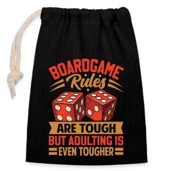 Board Game Rules - But Adulting Is Tougher - Closable cotton gift bag (14x20cm) - black - Front
