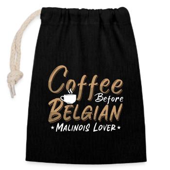 Belgian Malinois Lover Coffee Canine Coffee Lover - Closable cotton gift bag (14x20cm) - black - Front