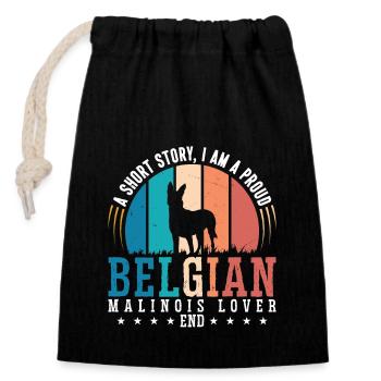 Belgian Malinois Lover A Short Story Working Dog - Closable cotton gift bag (14x20cm) - black - Front