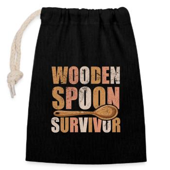 Wooden Spoon Survivor Wooden Spoon Spoon Training - Closable cotton gift bag (14x20cm) - black - Front