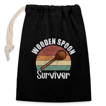 Retro Wooden Spoon Survivor Kochlöffel Erziehung - Verschließbarer Geschenkbeutel aus Baumwolle (14x20cm) - Schwarz - Vorne