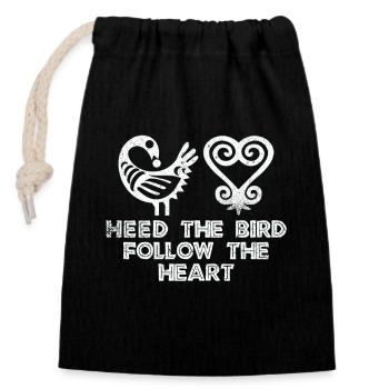 Symbole Sankofa Adinkra Ghana Noir - Sac cadeau en coton avec cordon (14 x 20 cm) - noir - Devant