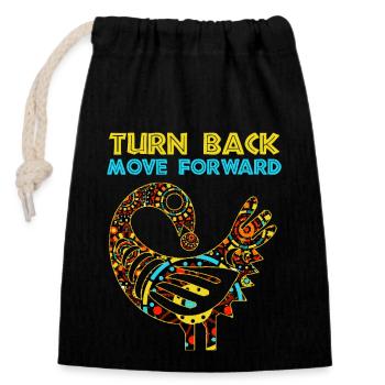 Symbole Sankofa Adinkra Ghana Noir - Sac cadeau en coton avec cordon (14 x 20 cm) - noir - Devant