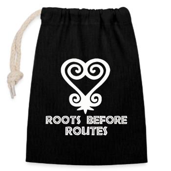 Symbole Sankofa Adinkra Ghana Noir - Sac cadeau en coton avec cordon (14 x 20 cm) - noir - Devant