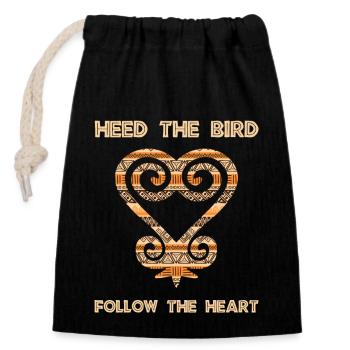 Symbole Sankofa Adinkra Ghana Noir - Sac cadeau en coton avec cordon (14 x 20 cm) - noir - Devant