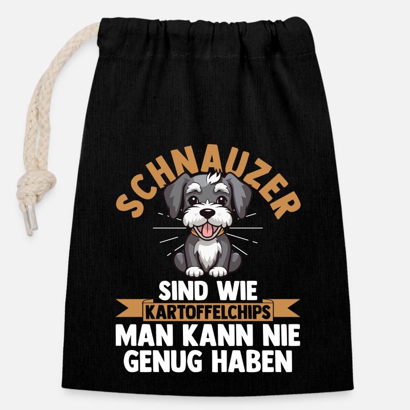Schnauzer géant Schnauzer chien - Sac cadeau en coton avec cordon (14 x 20 cm) - noir