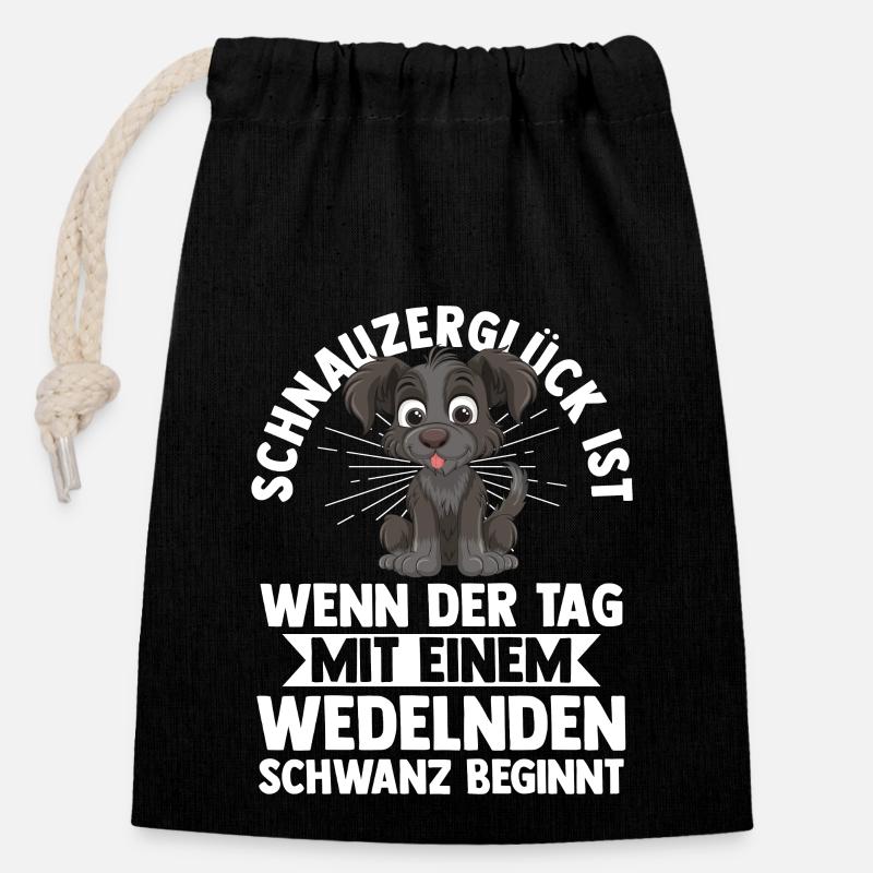 Riesenschnauzer Hund Schnauzer - Verschließbarer Geschenkbeutel aus Baumwolle (14x20cm) - Schwarz