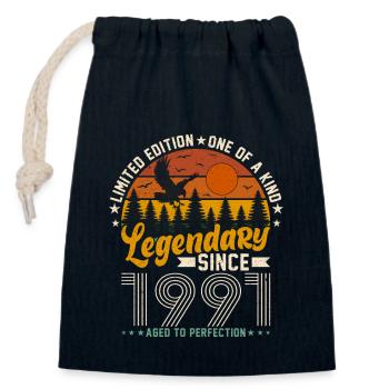 Timeless Elegance 1991 - Closable cotton gift bag (14x20cm) - navy - Front