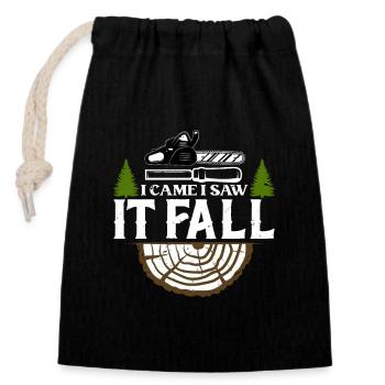 I Came I Saw It Fall - Lumberjack Tree Feller - Closable cotton gift bag (14x20cm) - black - Front