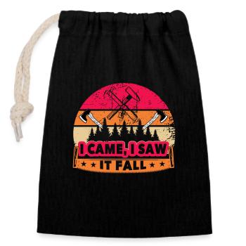 I Came I Saw It Fall - Lumberjack Tree Feller - Closable cotton gift bag (14x20cm) - black - Front