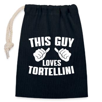 Tortellini Liebhaber Design - Verschließbarer Geschenkbeutel aus Baumwolle (14x20cm) - Navy - Vorne