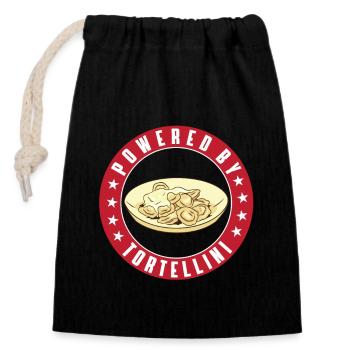 Propulsé par Tortellini - Sac cadeau en coton avec cordon (14 x 20 cm) - noir - Devant