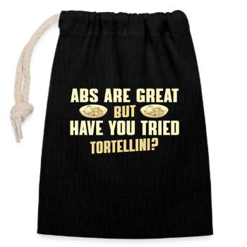 Funny Tortellini Proverb - Closable cotton gift bag (14x20cm) - black - Front