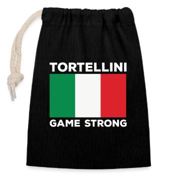 Tortellini Game Strong - Closable cotton gift bag (14x20cm) - black - Front