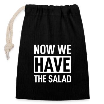 Denglish - Now We Have The Salad - Verschließbarer Geschenkbeutel aus Baumwolle (14x20cm) - Schwarz - Vorne