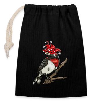 Carnival Bird - Closable cotton gift bag (14x20cm) - black - Front