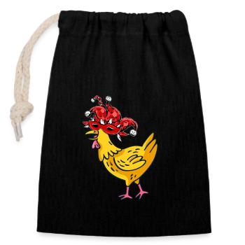 Karneval Huhn - Verschließbarer Geschenkbeutel aus Baumwolle (14x20cm) - Schwarz - Vorne