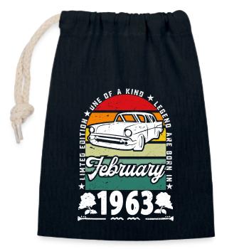 Anniversaire février 1963, Vintage février 1963. - Sac cadeau en coton avec cordon (14 x 20 cm) - bleu marine - Devant