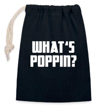 What's Poppin? Popcorn Knallmais Kinoabend - Verschließbarer Geschenkbeutel aus Baumwolle (14x20cm) - Navy - Vorne