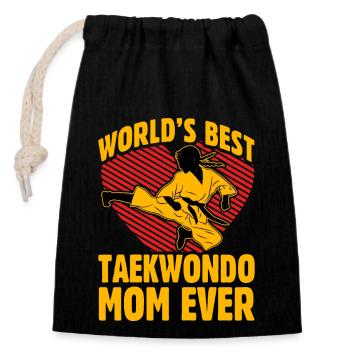 Die beste Taekwondo-Mutter aller Zeiten - Verschließbarer Geschenkbeutel aus Baumwolle (14x20cm) - Schwarz - Vorne