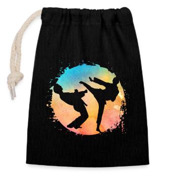Taekwondo - Verschließbarer Geschenkbeutel aus Baumwolle (14x20cm) - Schwarz - Vorne