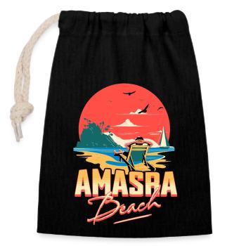 Amasra Beach Dream - 74 Bartin Turkey Gift Idea - Closable cotton gift bag (14x20cm) - black - Front