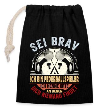 Badminton - Jouez là où le Wifi est faible - Sac cadeau en coton avec cordon (14 x 20 cm) - noir - Devant