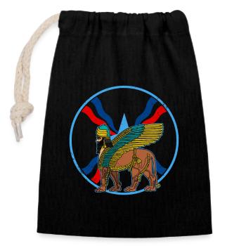 Antique divinité Lamassu mythologie Babylone Sumer - Sac cadeau en coton avec cordon (14 x 20 cm) - noir - Devant