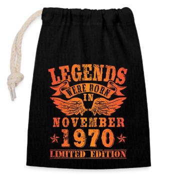 Legends were born in November 1970 Birthday - Closable cotton gift bag (14x20cm) - black - Front