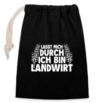 Lasst mich durch ich bin Landwirt - Verschließbarer Geschenkbeutel aus Baumwolle (14x20cm) - Schwarz - Vorne