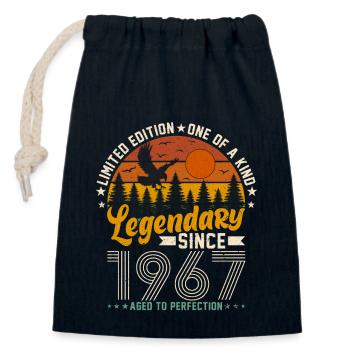 Légendes nées 1967 - Sac cadeau en coton avec cordon (14 x 20 cm) - bleu marine - Devant
