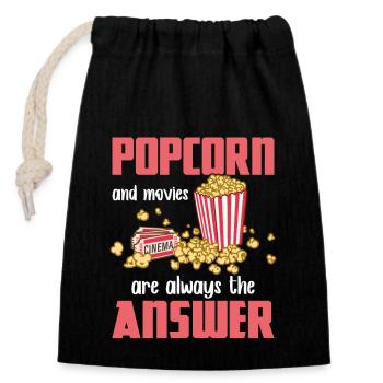 Films de pop-corn - Sac cadeau en coton avec cordon (14 x 20 cm) - noir - Devant