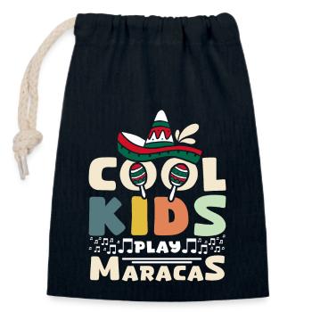 For children cool kids play maracas - Closable cotton gift bag (14x20cm) - navy - Front