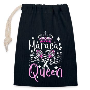 Fille Maracas Reine - Sac cadeau en coton avec cordon (14 x 20 cm) - bleu marine - Devant