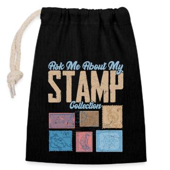 Ask Me About My Stamp Collection 2Let's Talk Stamp - Closable cotton gift bag (14x20cm) - black - Front