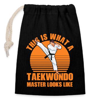 So sieht ein Taekwondo-Meister aus - Verschließbarer Geschenkbeutel aus Baumwolle (14x20cm) - Schwarz - Vorne