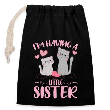 Baby Sister Reveal In Having A Little Sister - Closable cotton gift bag (14x20cm) - black - Front