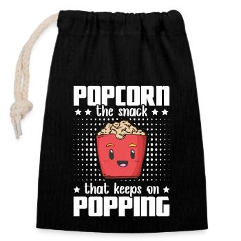 Popcorn Snack Popping - Closable cotton gift bag (14x20cm) - black - Front