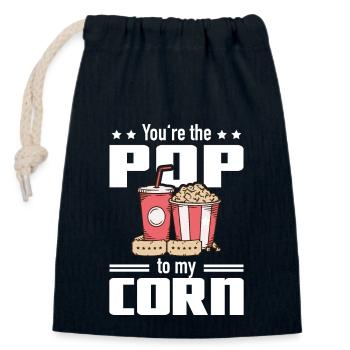 Dicton de pop-corn drôle - Pop To My Corn - Sac cadeau en coton avec cordon (14 x 20 cm) - bleu marine - Devant