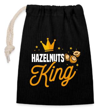 Hazelnuss König - Verschließbarer Geschenkbeutel aus Baumwolle (14x20cm) - Schwarz - Vorne