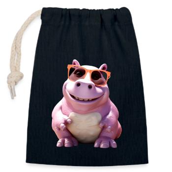 Nilpferd Flusspferd Papa Hippopotamus Cooles Hippo - Verschließbarer Geschenkbeutel aus Baumwolle (14x20cm) - Navy - Vorne