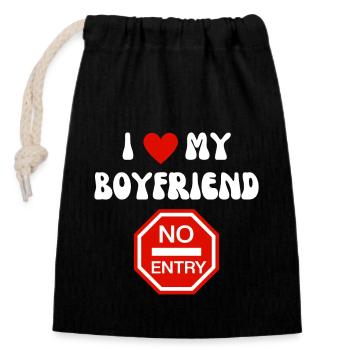 I Love My Boyfriend No Entry - Funny Gift Design - Closable cotton gift bag (14x20cm) - black - Front