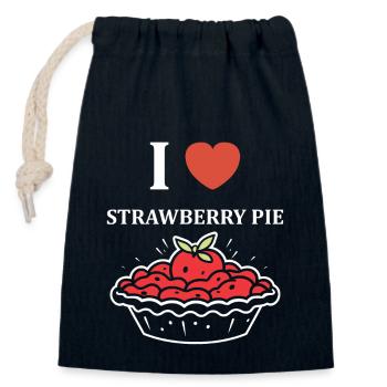 Tarte aux fraises - Sac cadeau en coton avec cordon (14 x 20 cm) - bleu marine - Devant