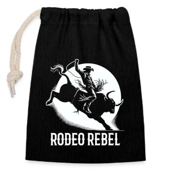 Rodeo Bull Riding Livestock Show Farmer Cattle - Closable cotton gift bag (14x20cm) - black - Front