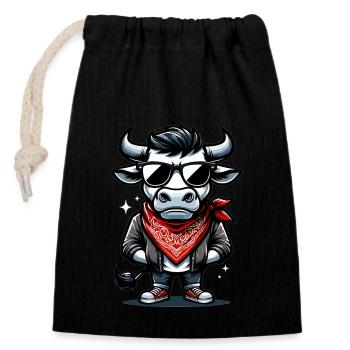 Rodeo Bull Riding Livestock Show Farmer Cattle - Closable cotton gift bag (14x20cm) - black - Front